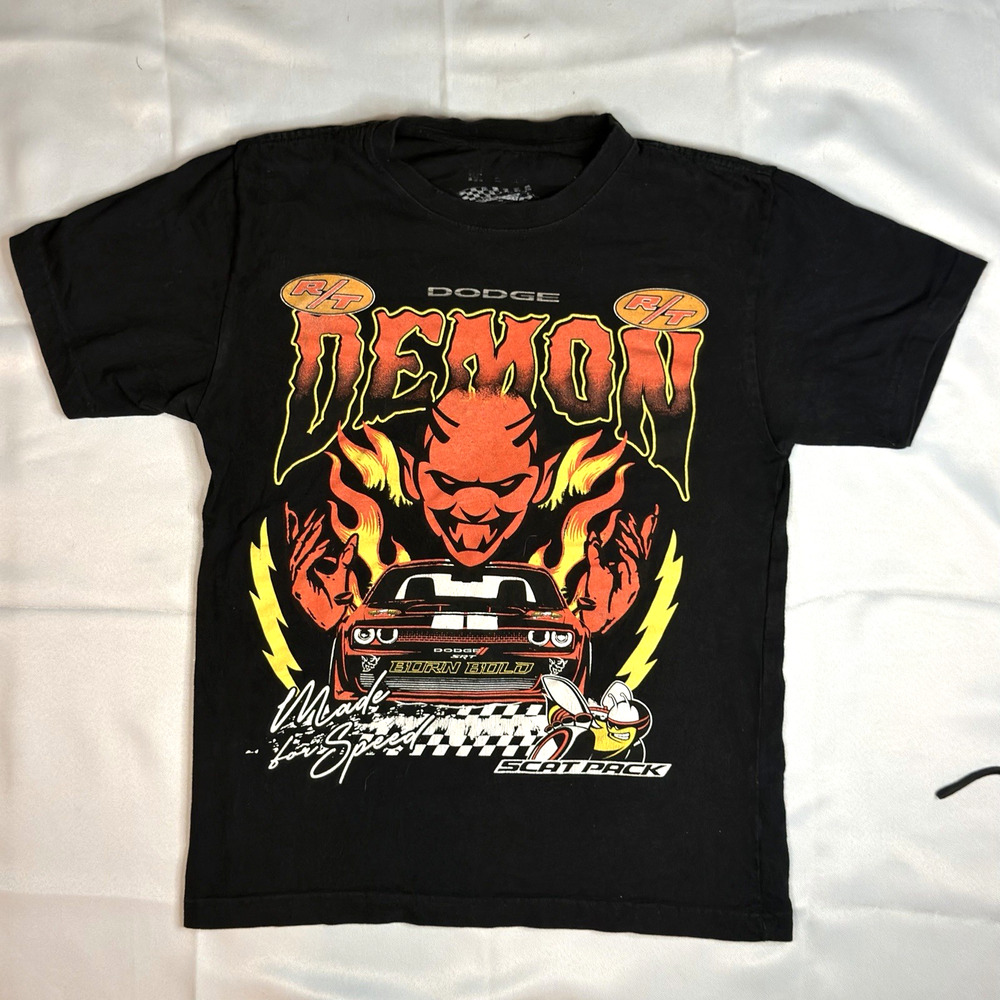 Dodge x Reason SRT Demon Scat Pack Graphic T-Shirt Black Mens Size Medium R/T